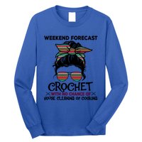 Weekend Forecast Crochet Funny Crocheting Colorful Pattern Meaningful Gift Long Sleeve Shirt