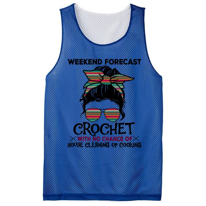 Weekend Forecast Crochet Funny Crocheting Colorful Pattern Meaningful Gift Mesh Reversible Basketball Jersey Tank