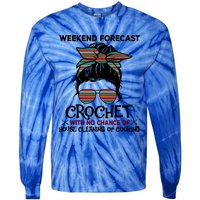 Weekend Forecast Crochet Funny Crocheting Colorful Pattern Meaningful Gift Tie-Dye Long Sleeve Shirt