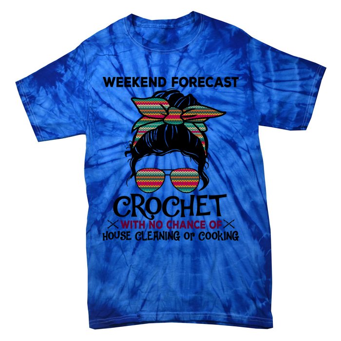 Weekend Forecast Crochet Funny Crocheting Colorful Pattern Meaningful Gift Tie-Dye T-Shirt