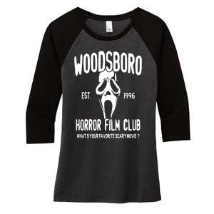 Woodsboro Film Club Scream Movie Women's Tri-Blend 3/4-Sleeve Raglan Shirt