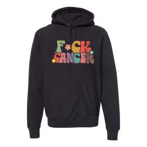 Wo Fuck Cancer Groovy Retro Premium Hoodie