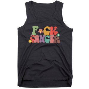 Wo Fuck Cancer Groovy Retro Tank Top