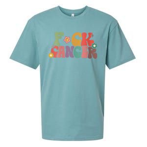 Wo Fuck Cancer Groovy Retro Sueded Cloud Jersey T-Shirt