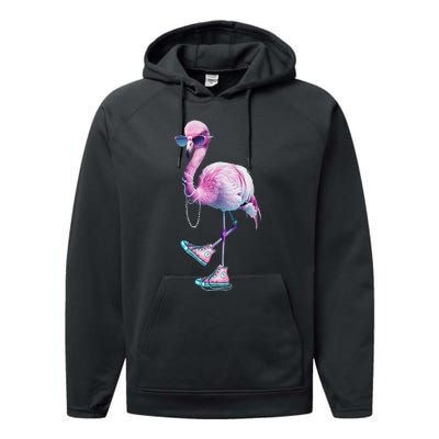 Women Flamingo Chucks And Pearls Funny Voting 2024 Performance Fleece Hoodie