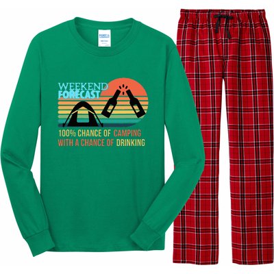 Weekend Forecast Camping With A Chance Of Drinking Long Sleeve Pajama Set