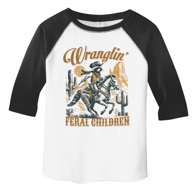 Wrangling Feral Children Funny Meme Racoon Cowboy Retro Toddler Fine Jersey T-Shirt