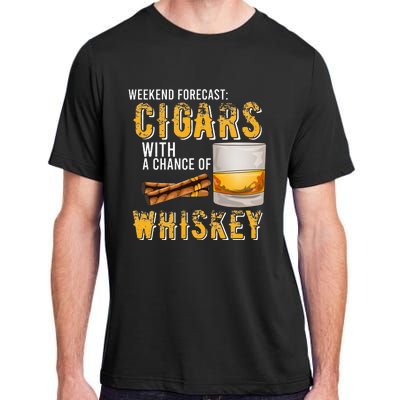 Weekend Forecast Cigars With Chance Of Whiskey Gifts Adult ChromaSoft Performance T-Shirt