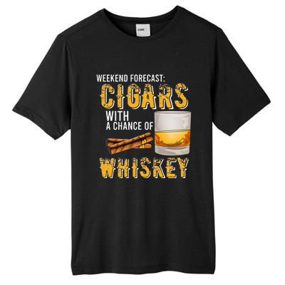 Weekend Forecast Cigars With Chance Of Whiskey Gifts Tall Fusion ChromaSoft Performance T-Shirt