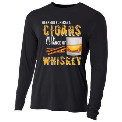 Weekend Forecast Cigars With Chance Of Whiskey Gifts Cooling Performance Long Sleeve Crew