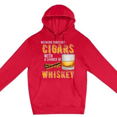 Weekend Forecast Cigars With Chance Of Whiskey Gifts Premium Pullover Hoodie