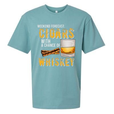 Weekend Forecast Cigars With Chance Of Whiskey Gifts Sueded Cloud Jersey T-Shirt