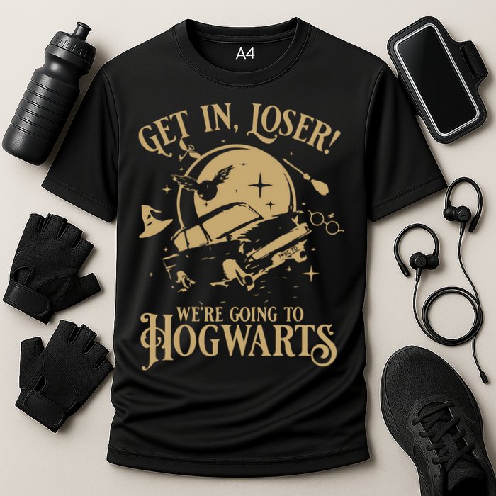Wizard Flying Car Get In Loser Were Going To Hogwart Cooling Performance Crew T-Shirt