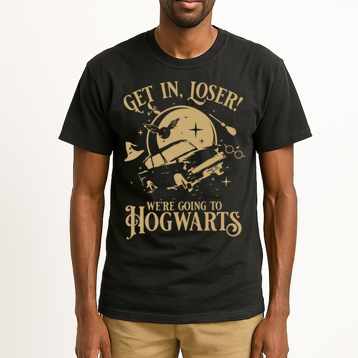 Wizard Flying Car Get In Loser Were Going To Hogwart Tall T-Shirt