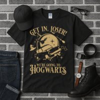 Wizard Flying Car Get In Loser Were Going To Hogwart Tall T-Shirt