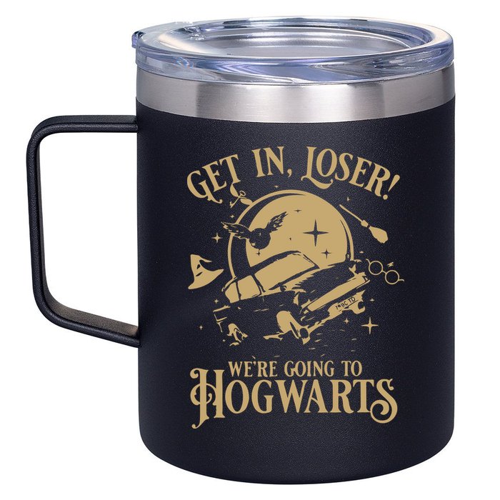 Wizard Flying Car Get In Loser Were Going To Hogwart 12oz Stainless Steel Coffee Mug