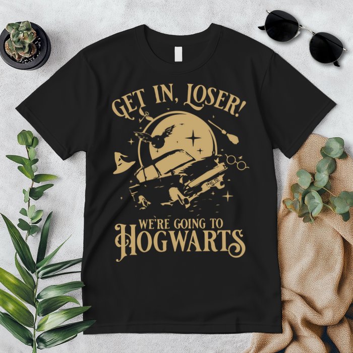 Wizard Flying Car Get In Loser Were Going To Hogwart Premium T-Shirt