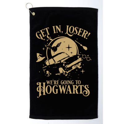 Wizard Flying Car Get In Loser Were Going To Hogwart Golf Towel
