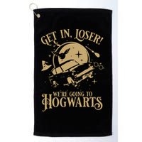 Wizard Flying Car Get In Loser Were Going To Hogwart Golf Towel
