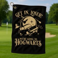Wizard Flying Car Get In Loser Were Going To Hogwart Golf Towel