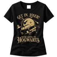 Wizard Flying Car Get In Loser Were Going To Hogwart Womens T-Shirt