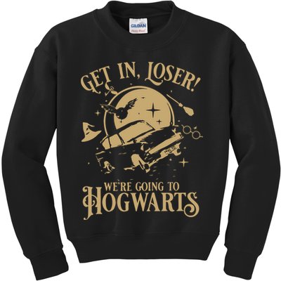 Wizard Flying Car Get In Loser Were Going To Hogwart Kids Sweatshirt