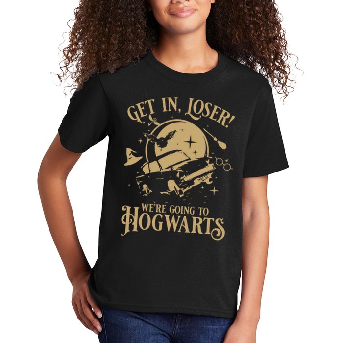Wizard Flying Car Get In Loser Were Going To Hogwart Kids T-Shirt