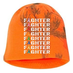 Warrior Fighter Cancer Survivor Awareness World Cancer Day Kati - Camo Knit Beanie