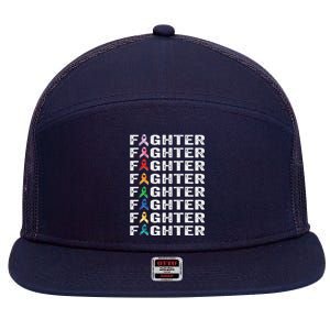 Warrior Fighter Cancer Survivor Awareness World Cancer Day 7 Panel Mesh Trucker Snapback Hat