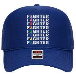 Warrior Fighter Cancer Survivor Awareness World Cancer Day High Crown Mesh Back Trucker Hat