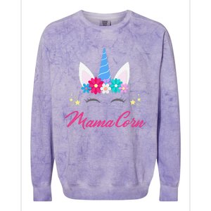 Womens Funny Costume Unicorn Mom Mother's Day Mamacorn Colorblast Crewneck Sweatshirt