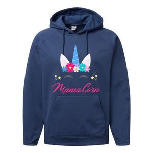 Womens Funny Costume Unicorn Mom Mother's Day Mamacorn Performance Fleece Hoodie