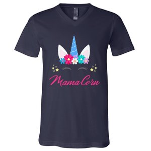 Womens Funny Costume Unicorn Mom Mother's Day Mamacorn V-Neck T-Shirt