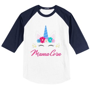 Womens Funny Costume Unicorn Mom Mother's Day Mamacorn Baseball Sleeve Shirt