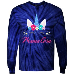 Womens Funny Costume Unicorn Mom Mother's Day Mamacorn Tie-Dye Long Sleeve Shirt