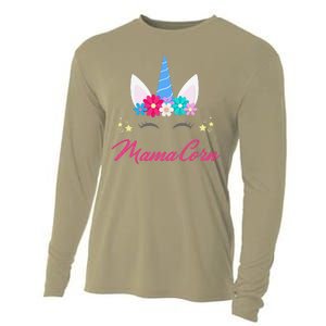 Womens Funny Costume Unicorn Mom Mother's Day Mamacorn Cooling Performance Long Sleeve Crew