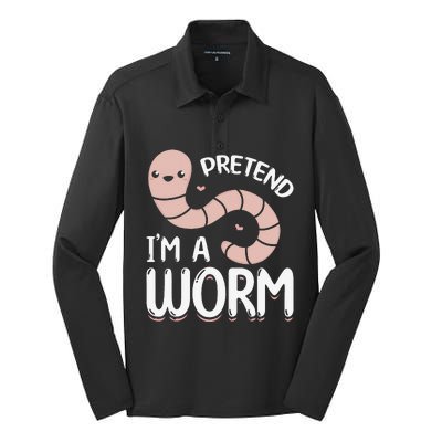 Worm Farm Cute Worm Composting Worm Lover Pretend I'm A Worm Silk Touch Performance Long Sleeve Polo