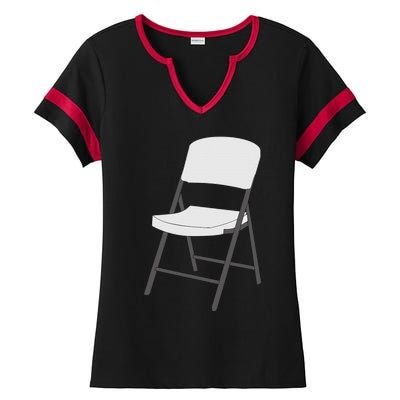 White Folding Chair Ladies Halftime Notch Neck Tee