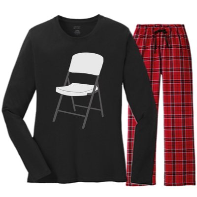 White Folding Chair Women's Long Sleeve Flannel Pajama Set 