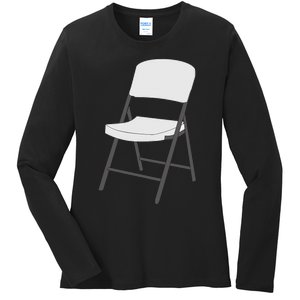 White Folding Chair Ladies Long Sleeve Shirt