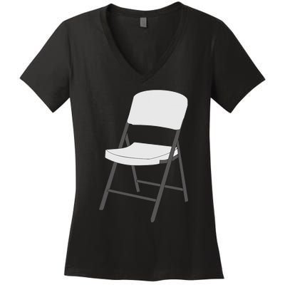 White Folding Chair Women's V-Neck T-Shirt