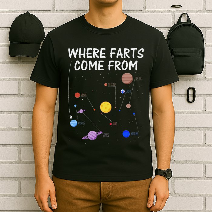 Where Farts Come From Uranus Universe Solar System T-Shirt