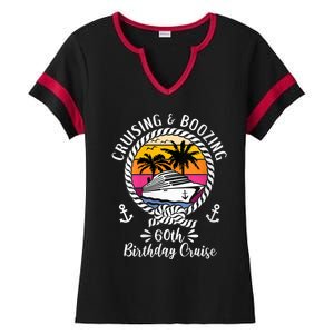 WoM.e.ns Funny Cruise Ship Cruising and Boozing 60th Birthday Cruise V-Neck Ladies Halftime Notch Neck Tee