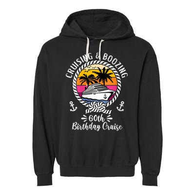 WoM.e.ns Funny Cruise Ship Cruising and Boozing 60th Birthday Cruise V-Neck Garment-Dyed Fleece Hoodie