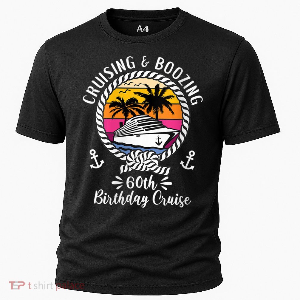 WoM.e.ns Funny Cruise Ship Cruising and Boozing 60th Birthday Cruise V-Neck Performance Shirt