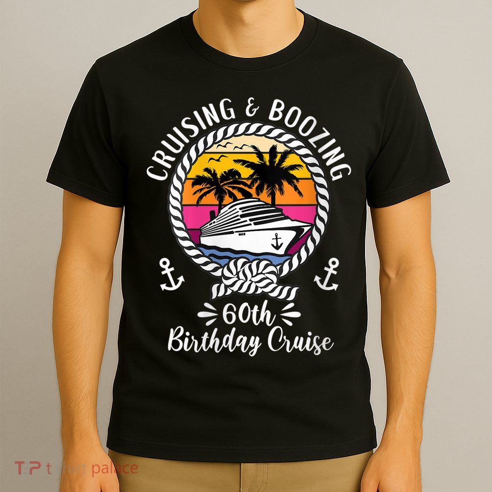 WoM.e.ns Funny Cruise Ship Cruising and Boozing 60th Birthday Cruise V-Neck T-Shirt