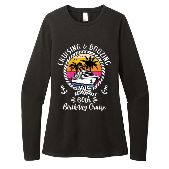 WoM.e.ns Funny Cruise Ship Cruising and Boozing 60th Birthday Cruise V-Neck Womens CVC Long Sleeve Shirt