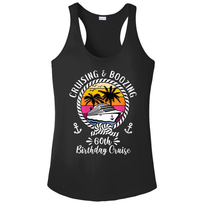 WoM.e.ns Funny Cruise Ship Cruising and Boozing 60th Birthday Cruise V-Neck Ladies PosiCharge Competitor Racerback Tank