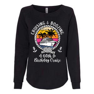 WoM.e.ns Funny Cruise Ship Cruising and Boozing 60th Birthday Cruise V-Neck Womens California Wash Sweatshirt