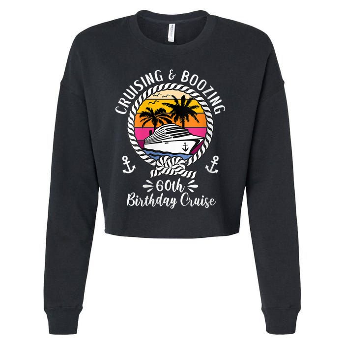 WoM.e.ns Funny Cruise Ship Cruising and Boozing 60th Birthday Cruise V-Neck Cropped Pullover Crew